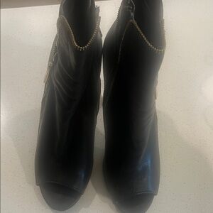 Vince Camuto Black Ankle Booties with Gold Zipper